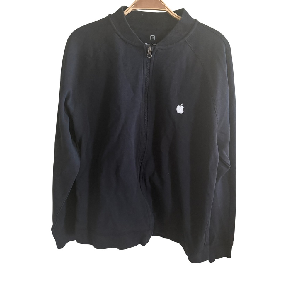 Apple Employee Exclusive Black Full Zip Bomber Sweatshirt Jacket Mens Medium